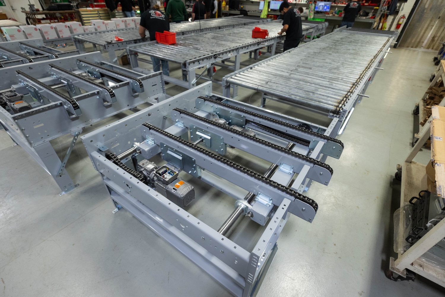 A full conveyor system being built on the System Technology floor